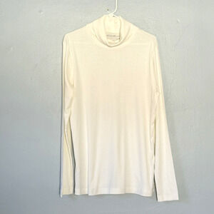Eddie Bauer Top Womens Size 2XL Off White Cream Turtleneck Base Layer Warm